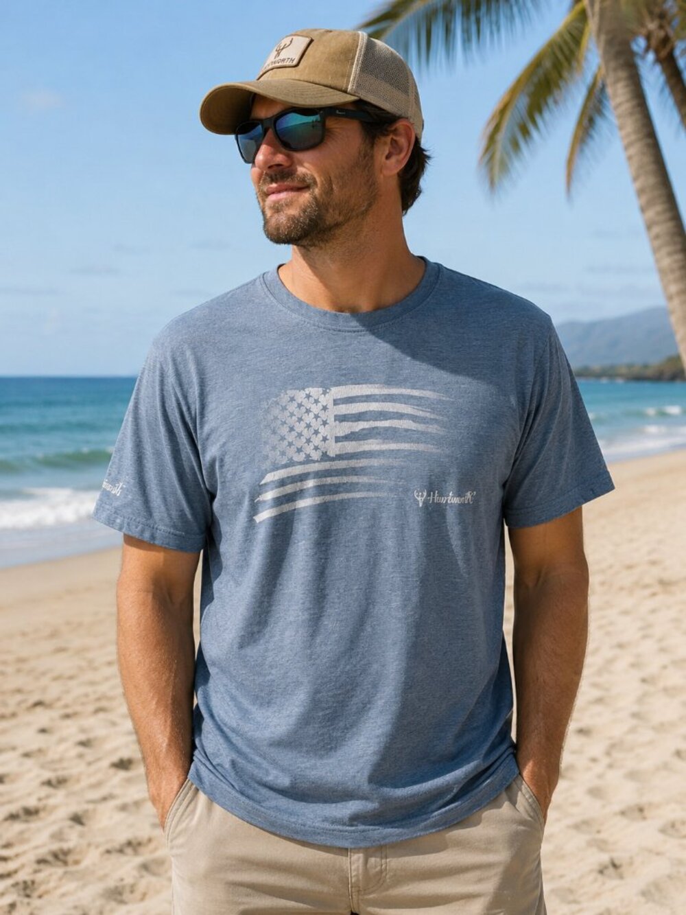 Huntworth American Flag Graphic Tee XL Blue Outdoors